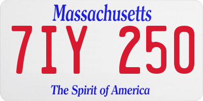 MA license plate 7IY250