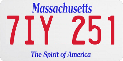 MA license plate 7IY251