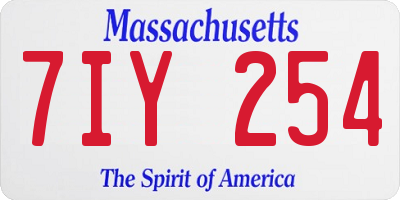 MA license plate 7IY254