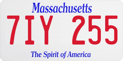 MA license plate 7IY255