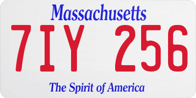 MA license plate 7IY256