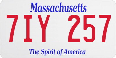 MA license plate 7IY257