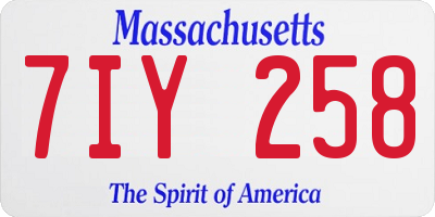 MA license plate 7IY258