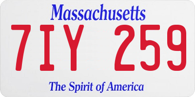 MA license plate 7IY259