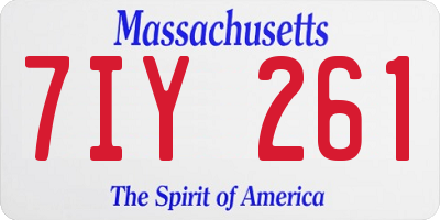 MA license plate 7IY261