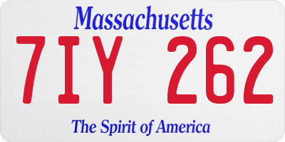 MA license plate 7IY262