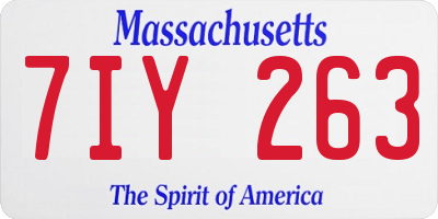 MA license plate 7IY263
