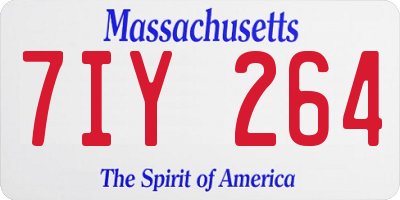 MA license plate 7IY264