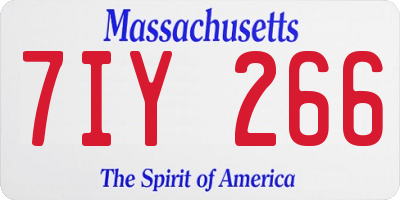 MA license plate 7IY266
