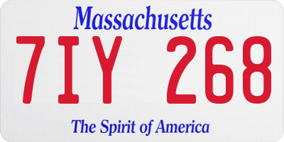 MA license plate 7IY268