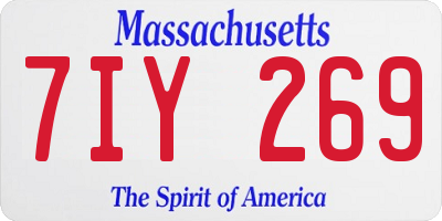 MA license plate 7IY269