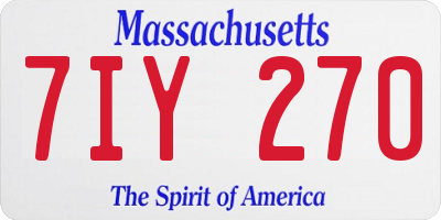 MA license plate 7IY270