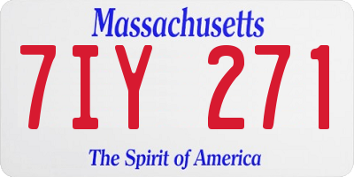 MA license plate 7IY271
