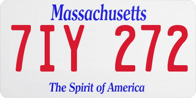 MA license plate 7IY272