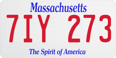 MA license plate 7IY273