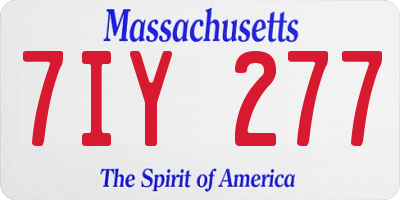 MA license plate 7IY277