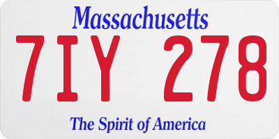 MA license plate 7IY278