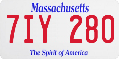 MA license plate 7IY280