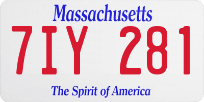 MA license plate 7IY281