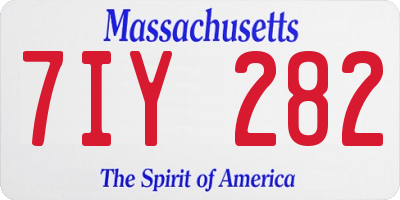 MA license plate 7IY282