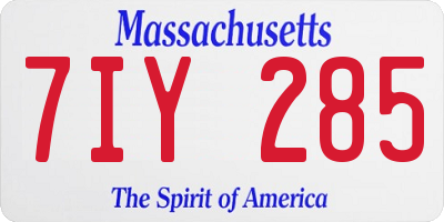 MA license plate 7IY285