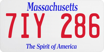 MA license plate 7IY286