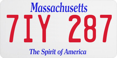 MA license plate 7IY287