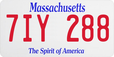MA license plate 7IY288