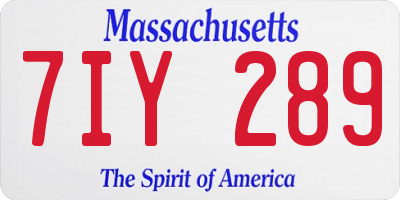 MA license plate 7IY289