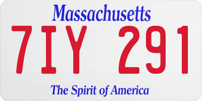 MA license plate 7IY291