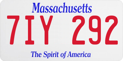 MA license plate 7IY292