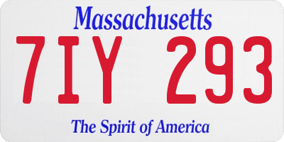 MA license plate 7IY293