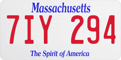MA license plate 7IY294