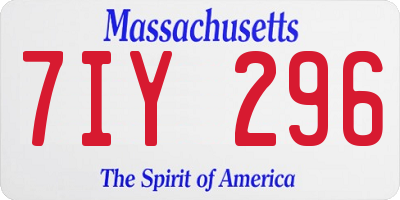 MA license plate 7IY296