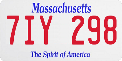 MA license plate 7IY298