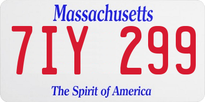 MA license plate 7IY299