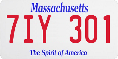 MA license plate 7IY301