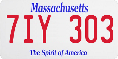 MA license plate 7IY303