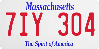 MA license plate 7IY304