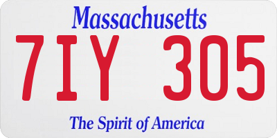 MA license plate 7IY305