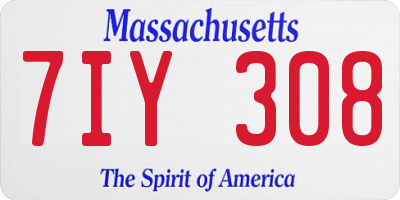 MA license plate 7IY308