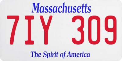 MA license plate 7IY309