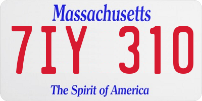 MA license plate 7IY310