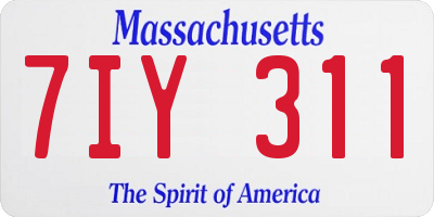 MA license plate 7IY311