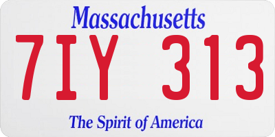 MA license plate 7IY313