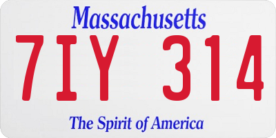 MA license plate 7IY314