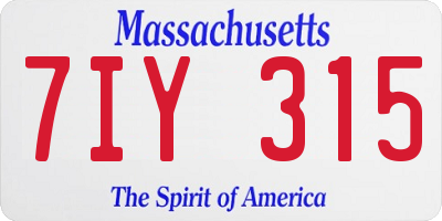 MA license plate 7IY315