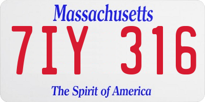 MA license plate 7IY316