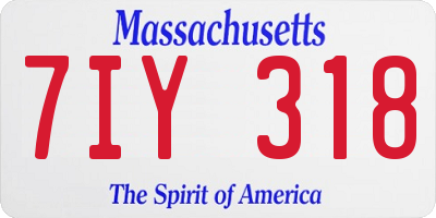 MA license plate 7IY318