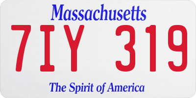 MA license plate 7IY319